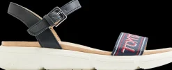 Online granatowo-białe sandały damskie Damskie Sandały