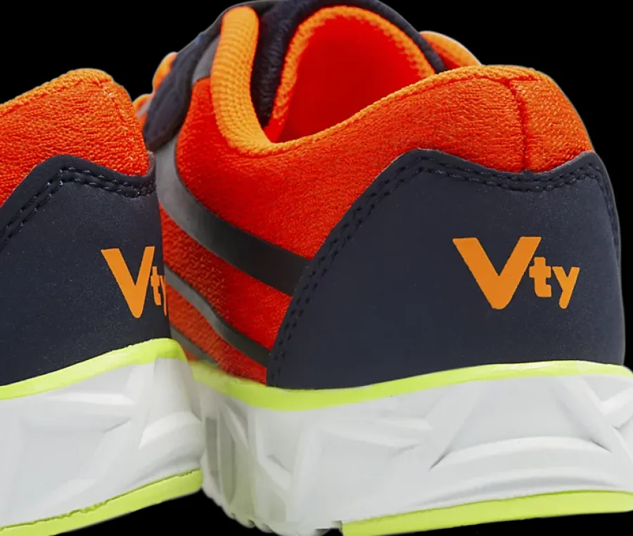 Online granatowo-pomarańczowe sneakersy chłopięce Dzieci Sportowe