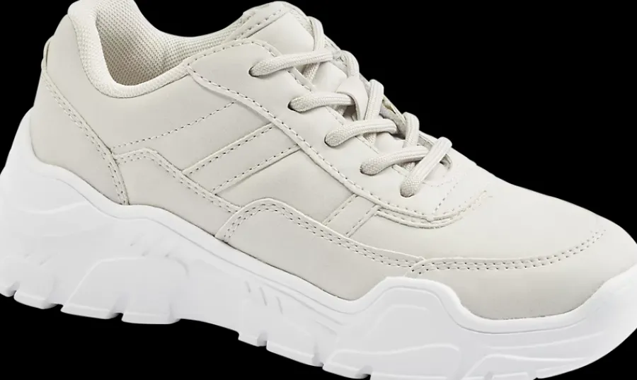 Online jasnoszare sneakersy dziewczęce na grubej podeszwie Dzieci Sportowe