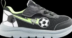 Online lekkie szaro-czarne sneakersy chłopięce w stylu piłkarskim Dzieci Sportowe