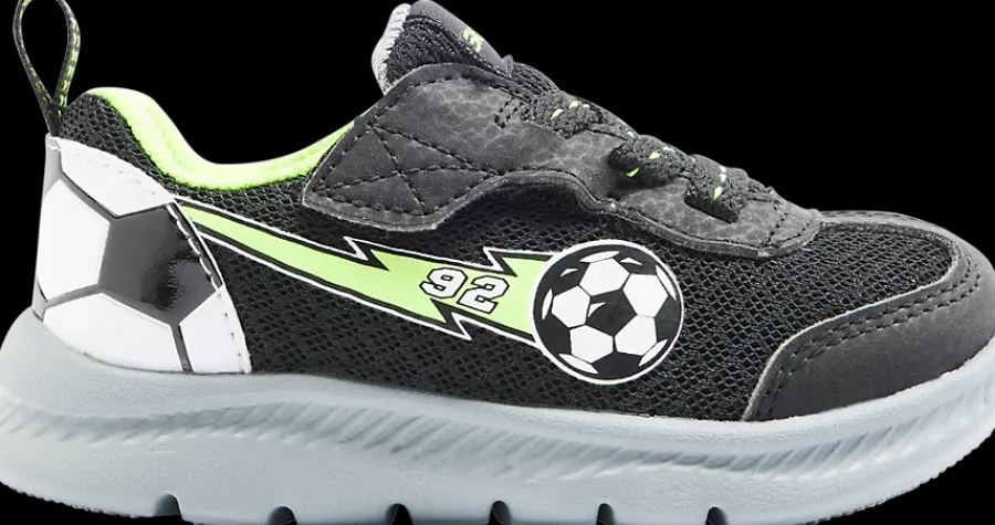 Online lekkie szaro-czarne sneakersy chłopięce w stylu piłkarskim Dzieci Sportowe