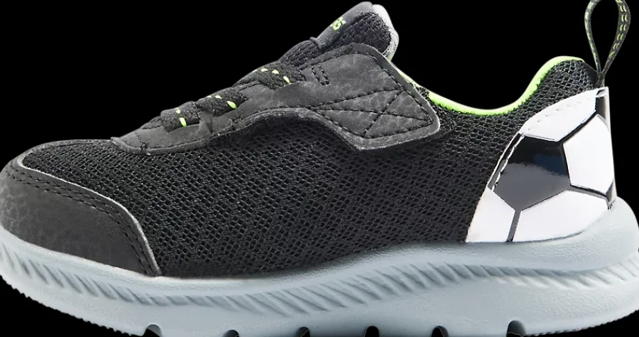 Online lekkie szaro-czarne sneakersy chłopięce w stylu piłkarskim Dzieci Sportowe