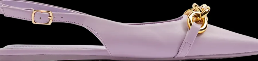 Discount liliowe baleriny damskie z odkrytą piętą Damskie Baleriny