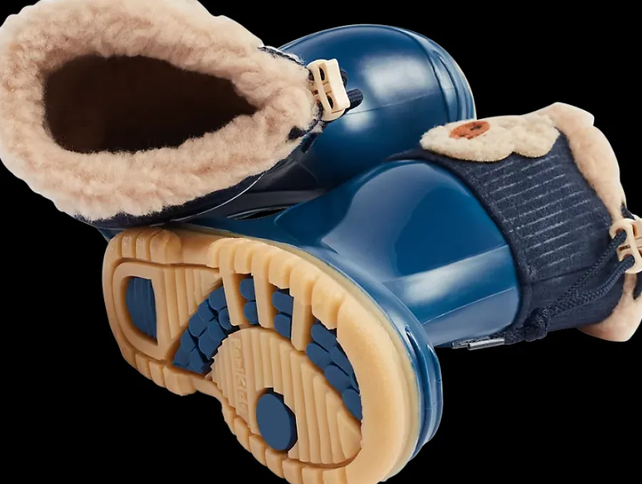 Outlet niebieskie kalosze chłopięce z futerkiem Dzieci Kalosze