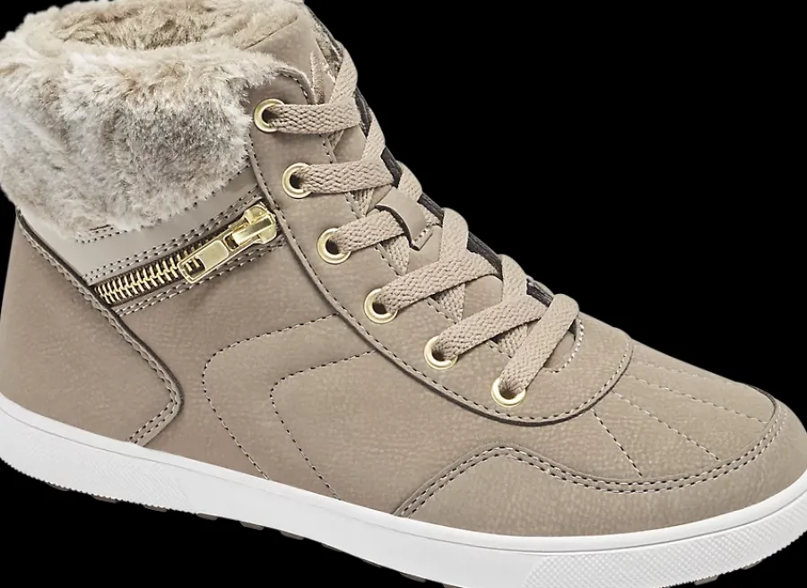 Discount szarobrązowe ocieplane sneakersy damskie Damskie Sportowe