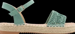 Outlet zielone sandały damskie na espadrylowym spodzie Damskie Sandały