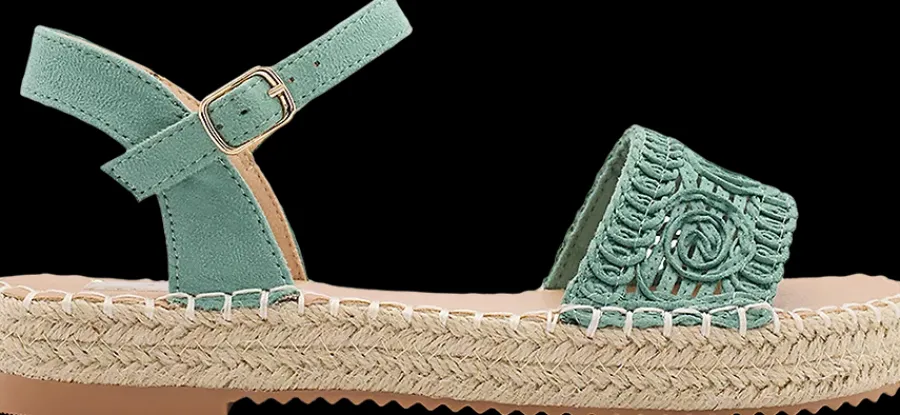Outlet zielone sandały damskie na espadrylowym spodzie Damskie Sandały