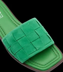 Outlet zielone skórzane klapki damskie Damskie Klapki